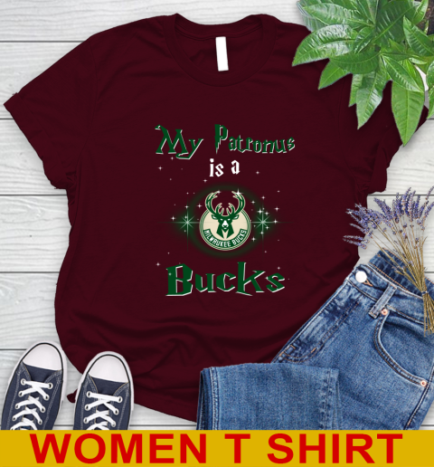 NBA Basketball Harry Potter My Patronus Is A Milwaukee Bucks Women's T-Shirt 7 NBA Basketball Harry Potter My Patronus Is A Milwaukee Bucks Women's T-Shirt - Image 7