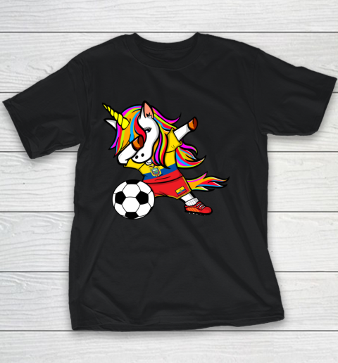 Dabbing Unicorn Ecuador Football Ecuadorean Flag Soccer Youth T-Shirt