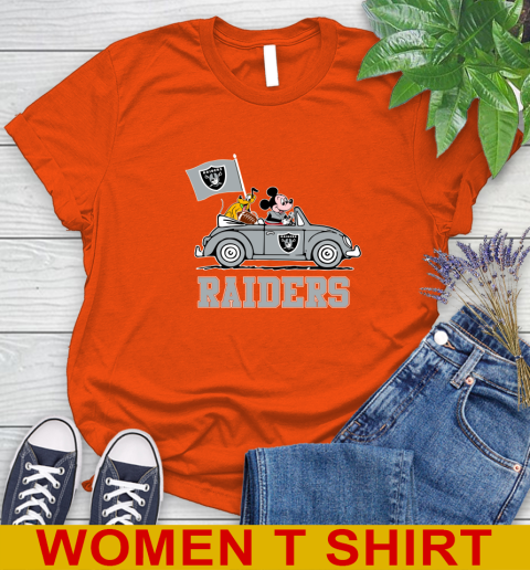 NFL Football Oakland Raiders Pluto Mickey Driving Disney Shirt Women's T-Shirt 4