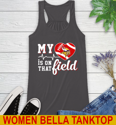 NFL My Heart Is On That Field Football Sports Minnesota Vikings Racerback Tank 10