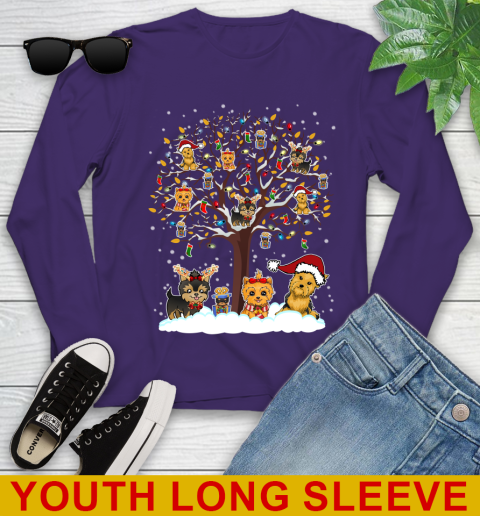 Yorkie dog pet lover light christmas tree shirt 261