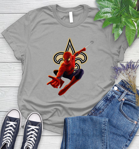 NFL Spider Man Avengers Endgame Football New Orleans Saints Women's T-Shirt 10
