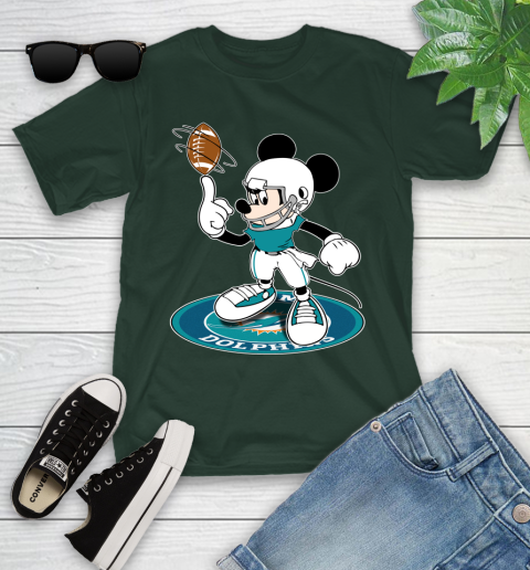 NFL Football Miami Dolphins Cheerful Mickey Disney Shirt Youth T-Shirt 5