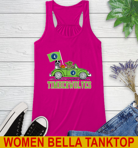 NBA Basketball Minnesota Timberwolves Darth Vader Baby Yoda Driving Star Wars Shirt Racerback Tank 8