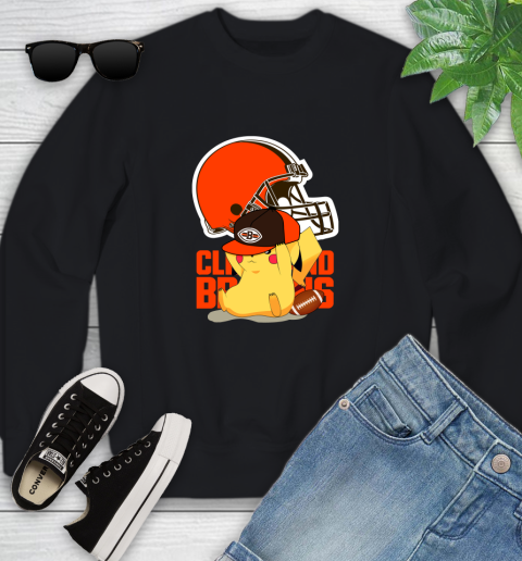 NFL Pikachu Football Sports Cleveland Browns Youth Sweatshirt 2