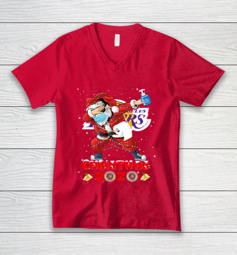 Los Angeles Lakers Funny Santa Claus Dabbing Christmas 2020 NBA V-Neck T-Shirt 6