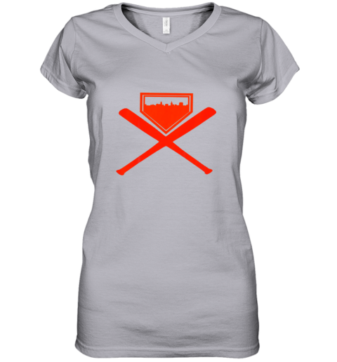 meyn plate vintage sf skyline shirt san francisco baseball home women v neck t shirt 39 front sport grey