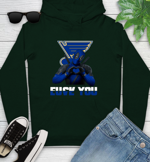 NHL St.Louis Blues Deadpool Love You Fuck You Hockey Sports Youth Hoodie 14