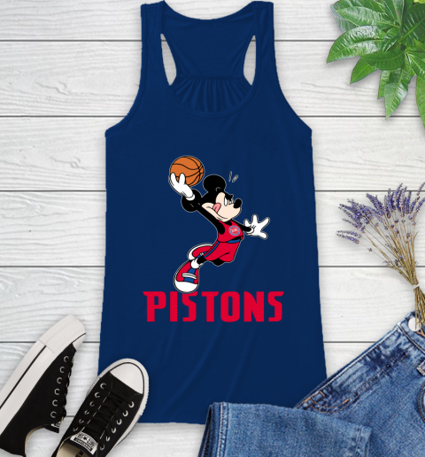 NBA Basketball Detroit Pistons Cheerful Mickey Mouse Shirt Racerback Tank 8