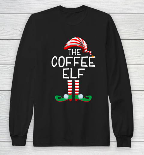 Coffee Elf Family Matching Group Christmas Gift Mom Dad Long Sleeve T-Shirt