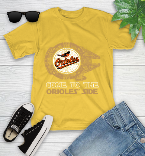 MLB Come To The Baltimore Orioles Side Star Wars Baseball Sports Youth T-Shirt 10