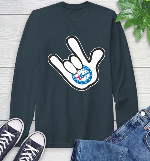 Philadelphia 76ers NBA Basketball Mickey Rock Hand Disney Long Sleeve T-Shirt 9 Philadelphia 76ers NBA Basketball Mickey Rock Hand Disney Long Sleeve T-Shirt - Image 9
