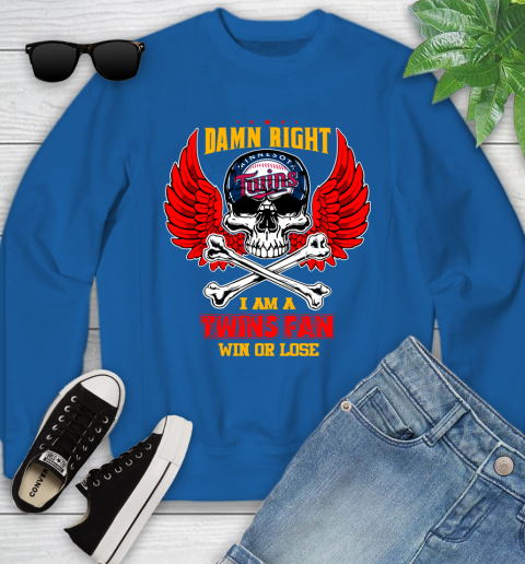 MLB Damn Right I Am A New York Mets Win Or Lose Skull Baseball Sports Youth Sweatshirt 7