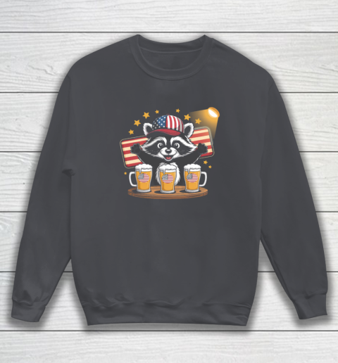Raccoon red white and brew Funny Independence Day 4th of July Sweatshirt 3