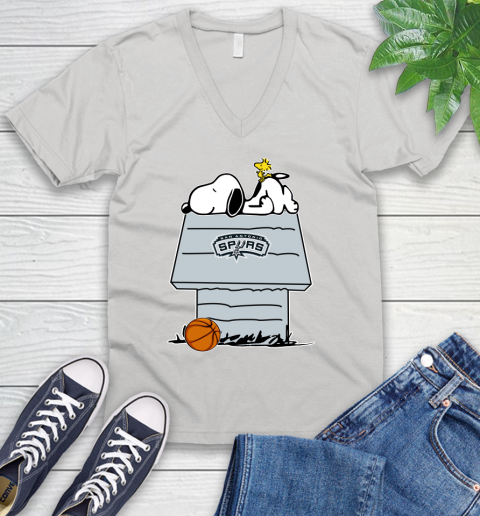 San Antonio Spurs NBA Basketball Snoopy Woodstock The Peanuts Movie V-Neck T-Shirt