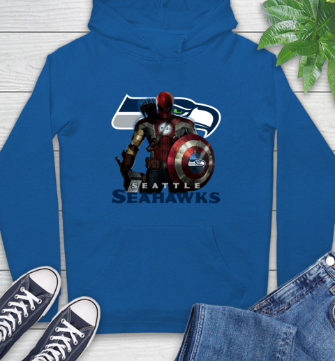 NFL Captain America Thor Spider Man Hawkeye Avengers Endgame Football Seattle Seahawks Hoodie 9