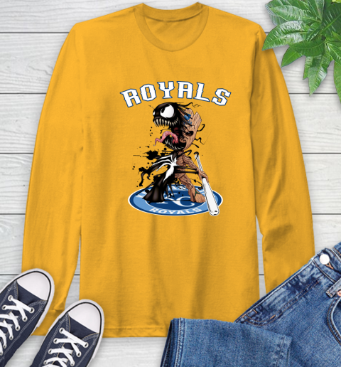 MLB Kansas City Royals Baseball Venom Groot Guardians Of The Galaxy Long Sleeve T-Shirt 3