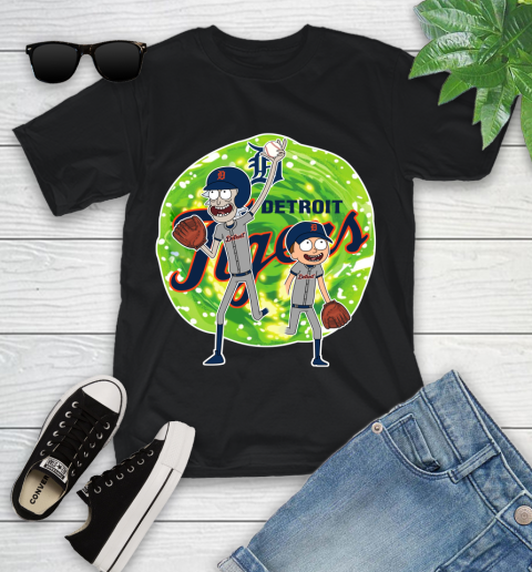 MLB Detroit Tigers Rick And Morty Baseball Sports Youth T-Shirt 2