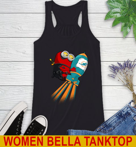 NFL Football Miami Dolphins Deadpool Minion Marvel Shirt Racerback Tank