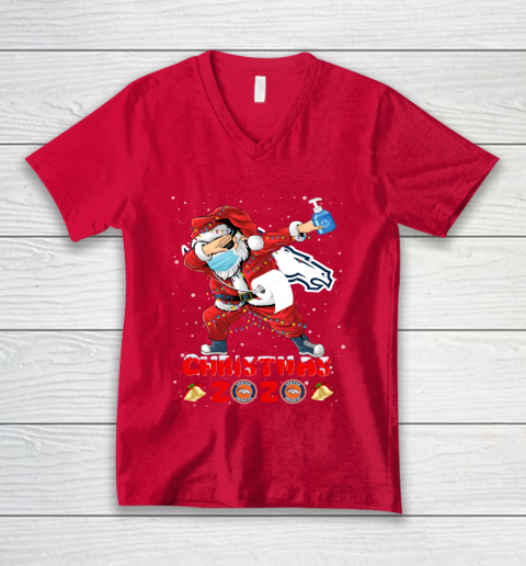 Denver Broncos Funny Santa Claus Dabbing Christmas 2020 NFL V-Neck T-Shirt 6