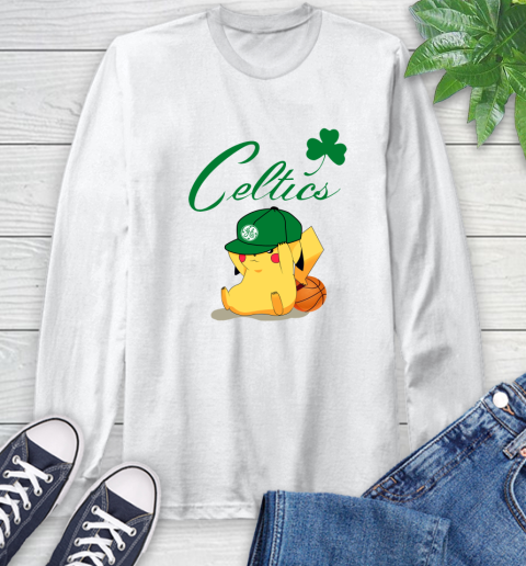 NBA Pikachu Basketball Sports Boston Celtics Long Sleeve T-Shirt
