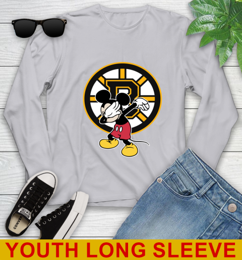 Boston Bruins NHL Hockey Dabbing Mickey Disney Sports Youth Long Sleeve 6