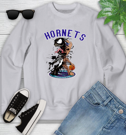 NBA Charlotte Hornets Basketball Venom Groot Guardians Of The Galaxy Youth Sweatshirt 4