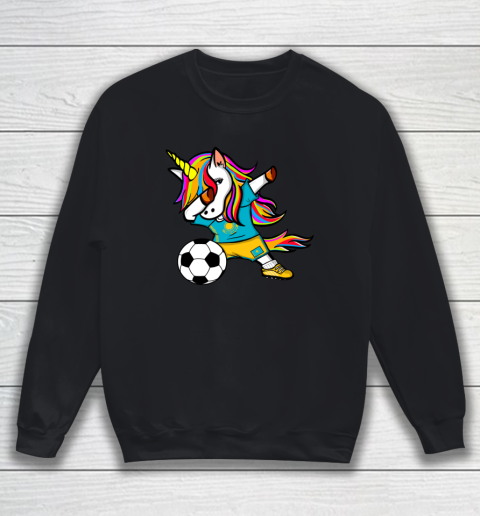 Dabbing Unicorn Kazakhstan Football Kazakhstani Flag Soccer Sweatshirt
