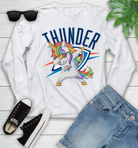 Oklahoma City Thunder NBA Basketball Funny Unicorn Dabbing Sports Youth Long Sleeve