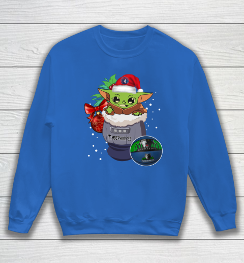 Minnesota Timberwolves Christmas Baby Yoda Star Wars Funny Happy NBA Sweatshirt 7