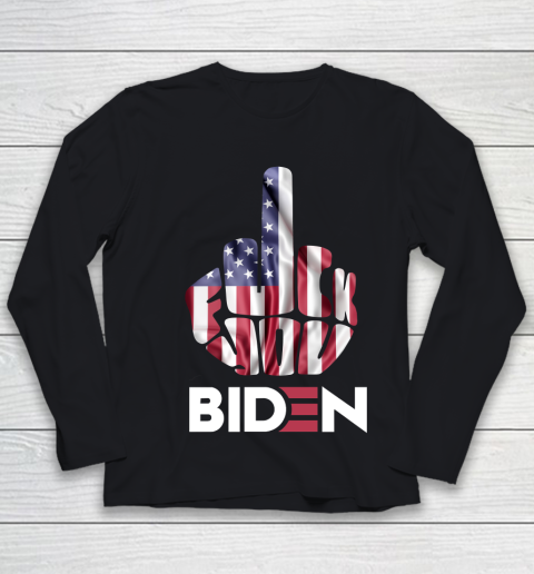 Fuck You Biden Middle Finger  Fuck Biden  Anti Biden Supporter Youth Long Sleeve