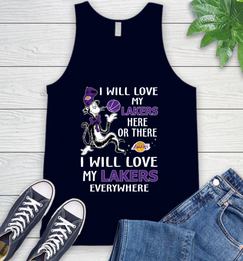 NBA Basketball Los Angeles Lakers I Will Love My Lakers Everywhere Dr Seuss Shirt Tank Top 2