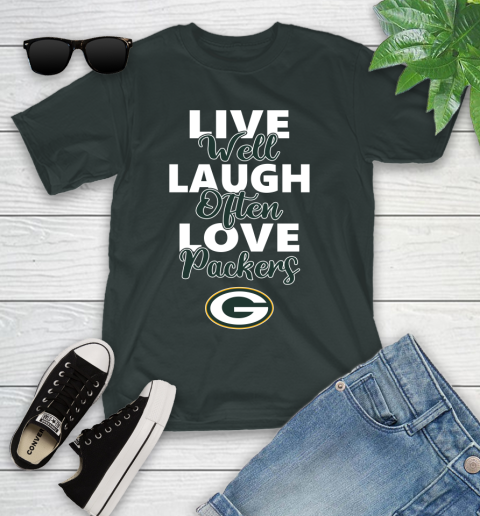 NFL Football Green Bay Packers Live Well Laugh Often Love Shirt Youth T-Shirt 5