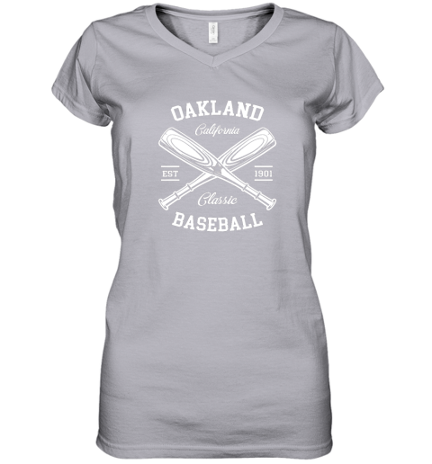 xr5s oakland baseball classic vintage california retro fans gift t women v neck t shirt 39 front sport grey
