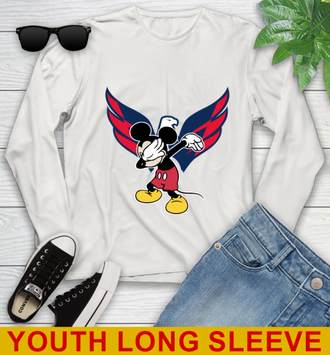 Washington Capitals NHL Hockey Dabbing Mickey Disney Sports Youth Long Sleeve 12