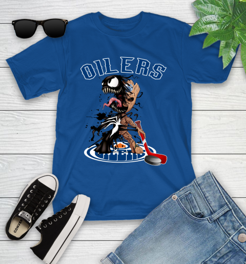 NHL Edmonton Oilers Hockey Venom Groot Guardians Of The Galaxy Youth T-Shirt 9