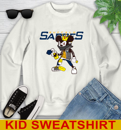 Buffalo Sabres NHL Hockey Mickey Peace Sign Sports Youth Sweatshirt