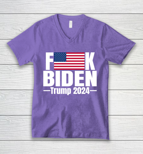 Fuck Biden American Flag Trump 2024 V-Neck T-Shirt 8