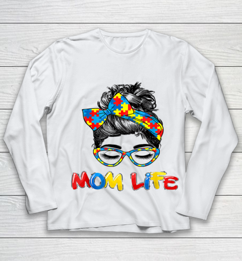 Womens Autistic Autism Awareness Mom Life Shirts Women Mother Youth Long Sleeve