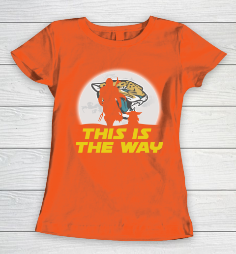 Jacksonville Jaguars NFL Football Star Wars Yoda And Mandalorian This Is The Way Women's T-Shirt 3