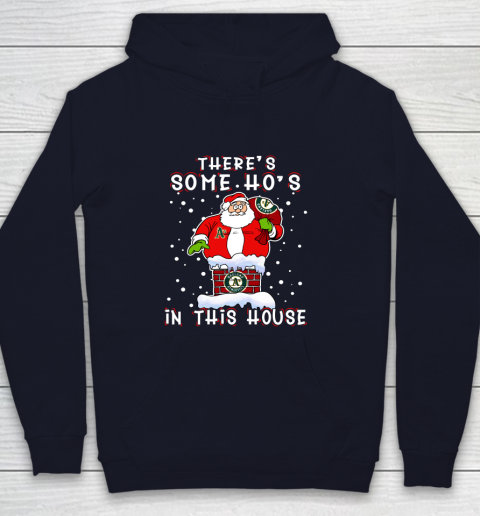 Oakland Athletics Christmas There Is Some Hos In This House Santa Stuck In The Chimney MLB Youth Hoodie - Image 3
