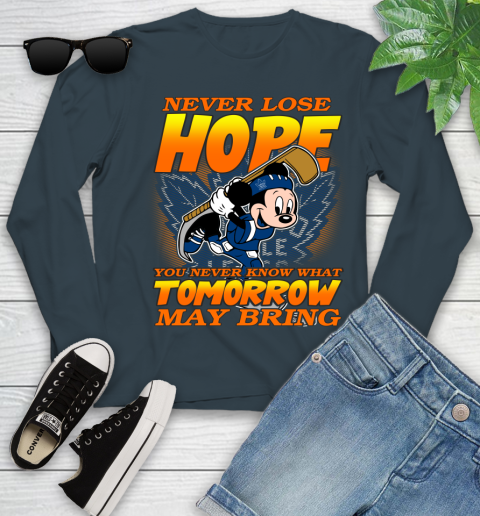 Toronto Maple Leafs NHL Hockey ootball Mickey Disney Never Lose Hope Youth Long Sleeve 9