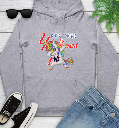 New York Yankees MLB Baseball Funny Unicorn Dabbing Sports Youth Hoodie 6