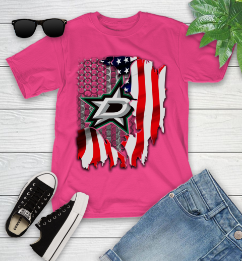 Dallas Stars NHL Hockey American Flag Youth T-Shirt 11