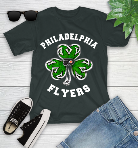 NHL Philadelphia Flyers Three Leaf Clover St Patrick's Day Hockey Sports Youth T-Shirt 6