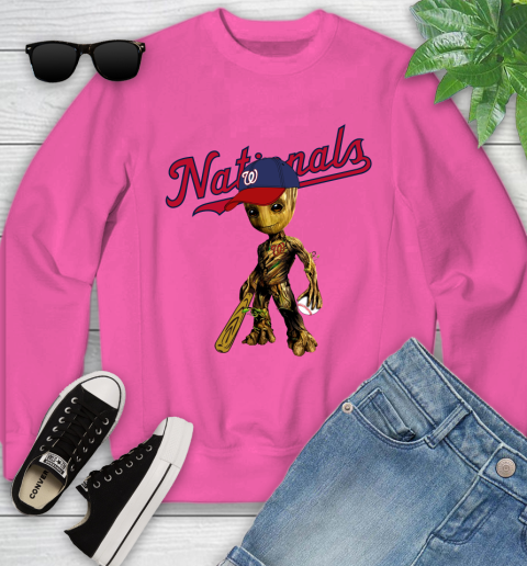 MLB Washington Nationals Groot Guardians Of The Galaxy Baseball Youth Sweatshirt 7