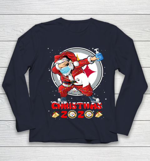 Pittsburgh Steelers Funny Santa Claus Dabbing Christmas 2020 NFL Youth Long Sleeve 2