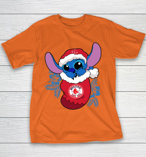 Boston Red Sox Christmas Stitch In The Sock Funny Disney MLB Youth T-Shirt 6