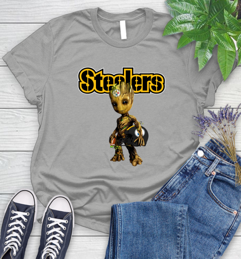 Pittsburgh Steelers NFL Football Groot Marvel Guardians Of The Galaxy Women's T-Shirt 10