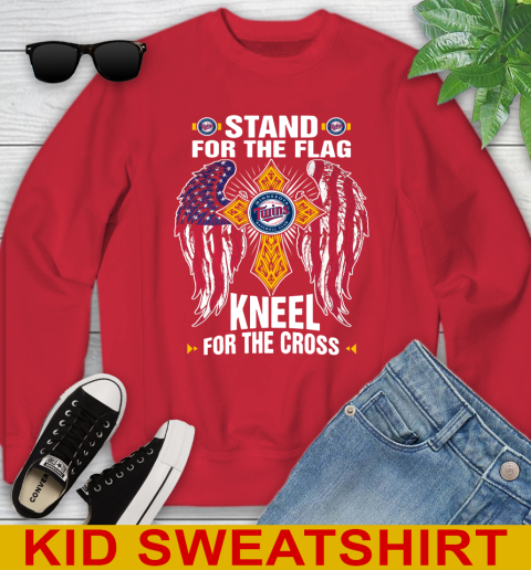 MLB Baseball Minnesota Twins Stand For Flag Kneel For The Cross Shirt Youth Sweatshirt 7